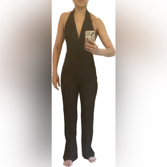 bebe Pants - Pinstripe halter jumpsuit by Bebe preloved size 0. There is no stretch.